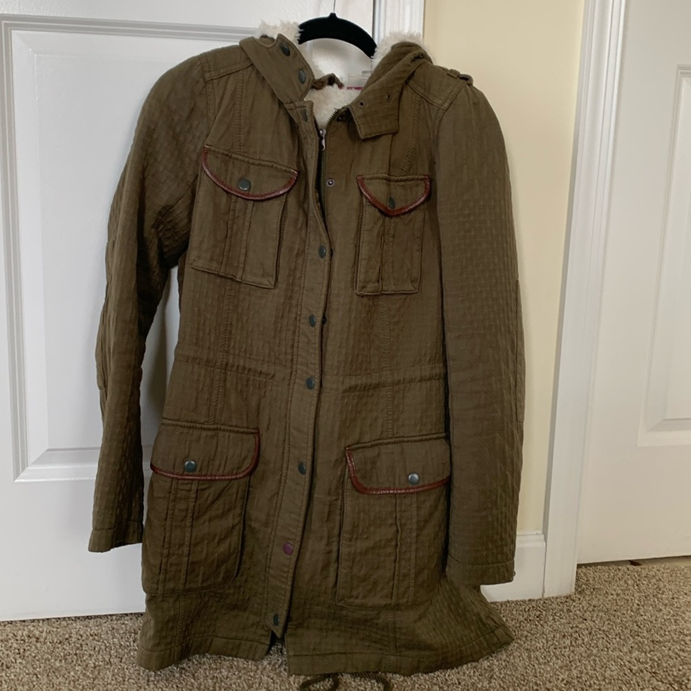 Anthropologie women’s olive green warm winter coat